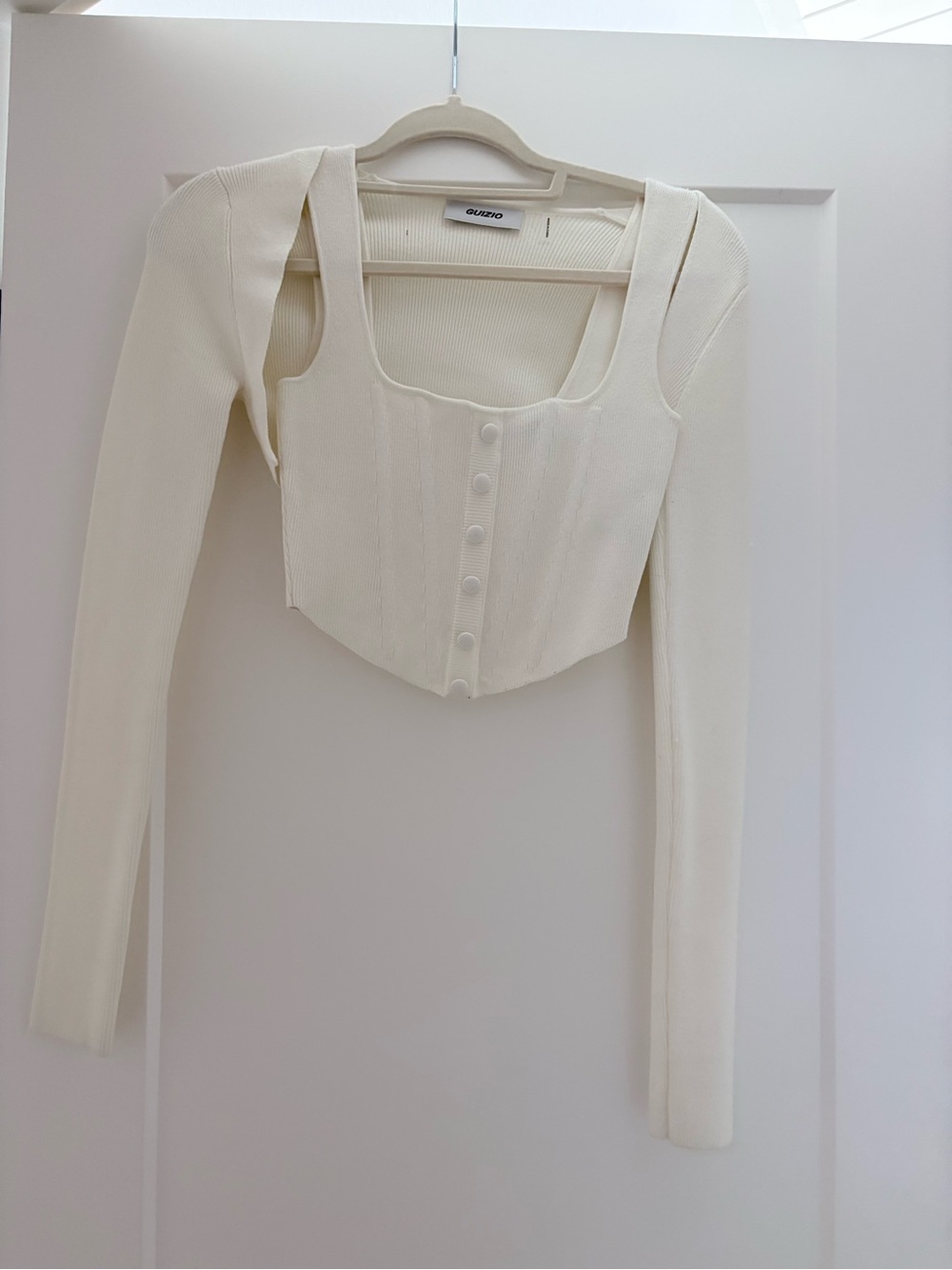 GUIZIO Ivory knit corset with Long Sleeve shrug